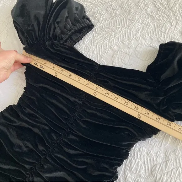 Anthropologie Hutch Velvet Black Ruched Dress size 2