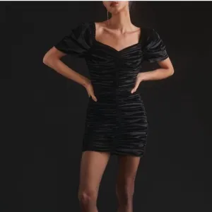 Anthropologie Hutch Velvet Black Ruched Dress size 2