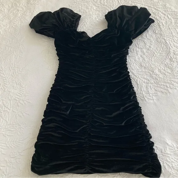 Anthropologie Hutch Velvet Black Ruched Dress size 2