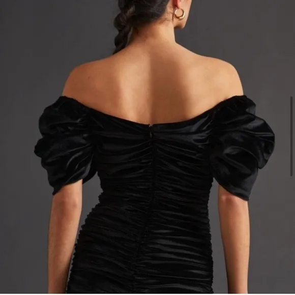 Anthropologie Hutch Velvet Black Ruched Dress size 2