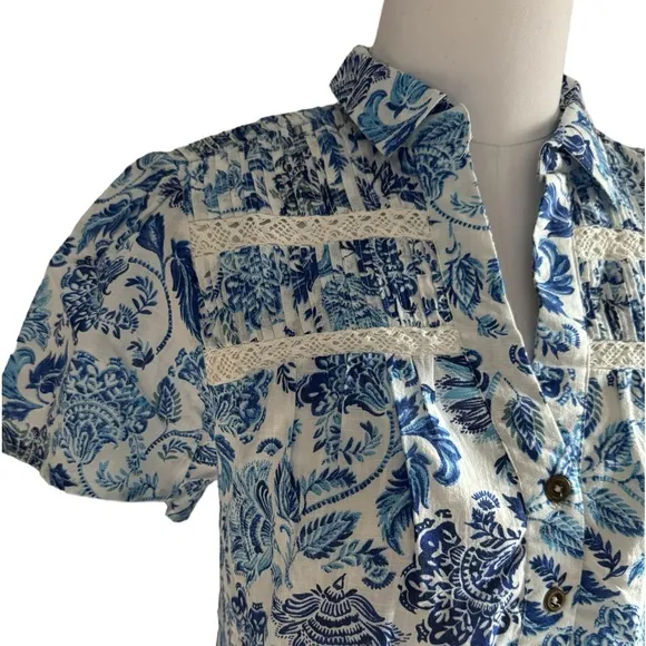 Anthropologie Short Sleeve Button Front Tiered Dress Size XS NWT