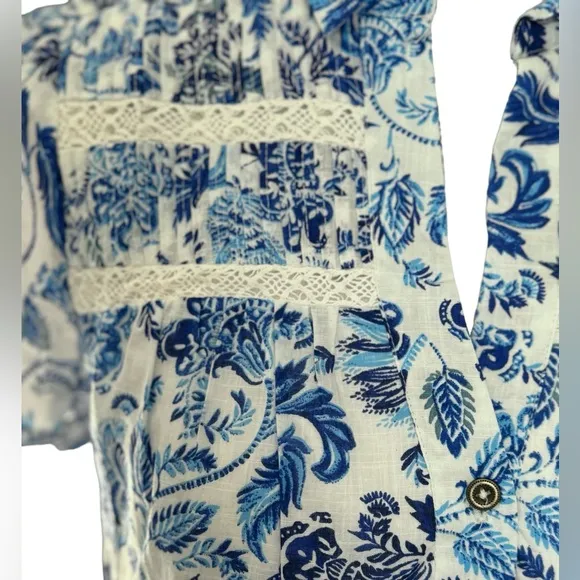 Anthropologie Short Sleeve Button Front Tiered Dress Size XS NWT