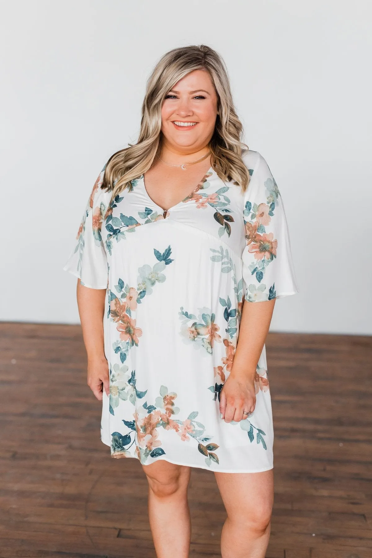 Anything I Want V-Neck Floral Dress- Ivory