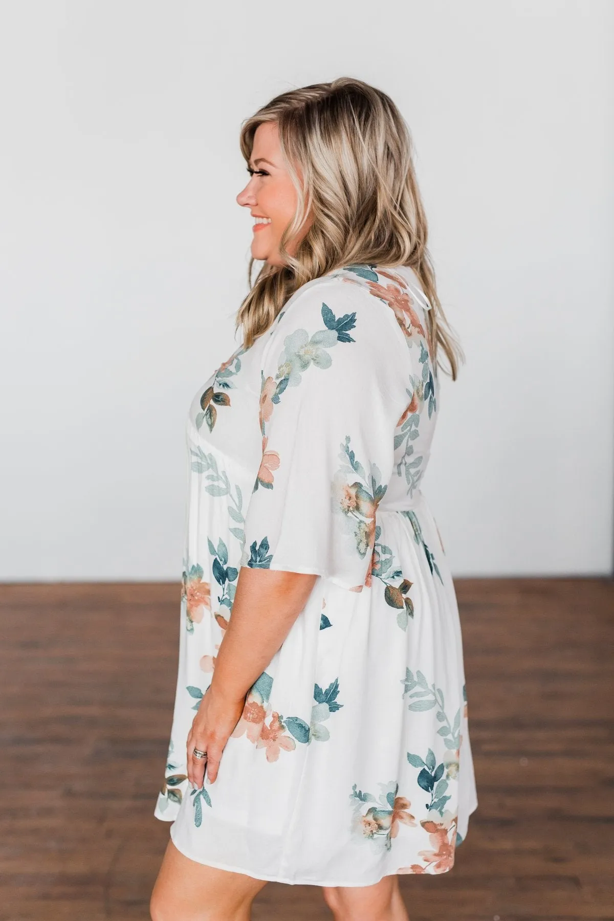 Anything I Want V-Neck Floral Dress- Ivory