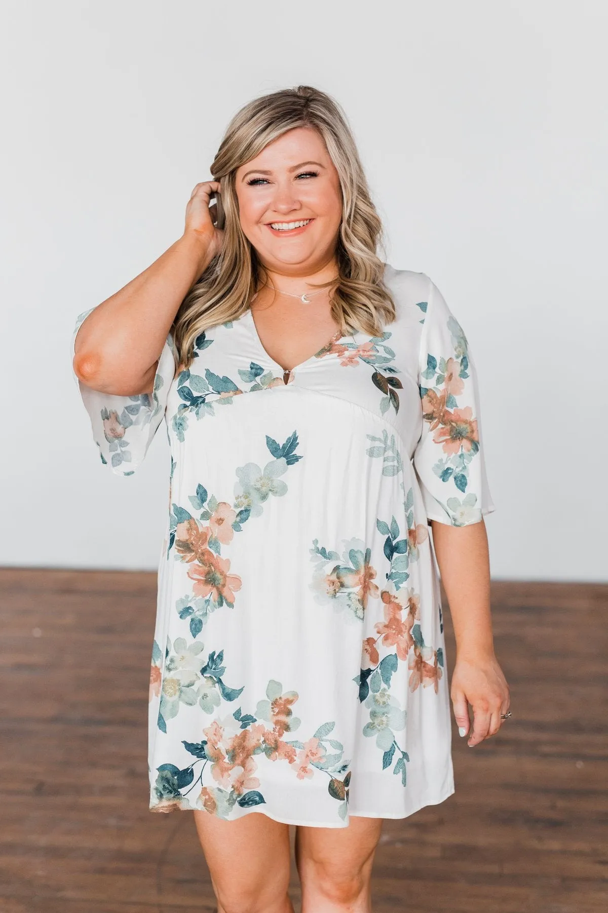 Anything I Want V-Neck Floral Dress- Ivory