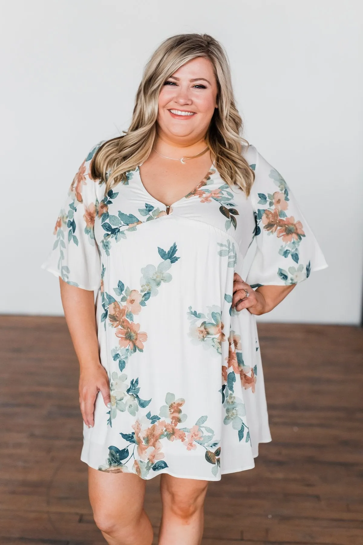 Anything I Want V-Neck Floral Dress- Ivory