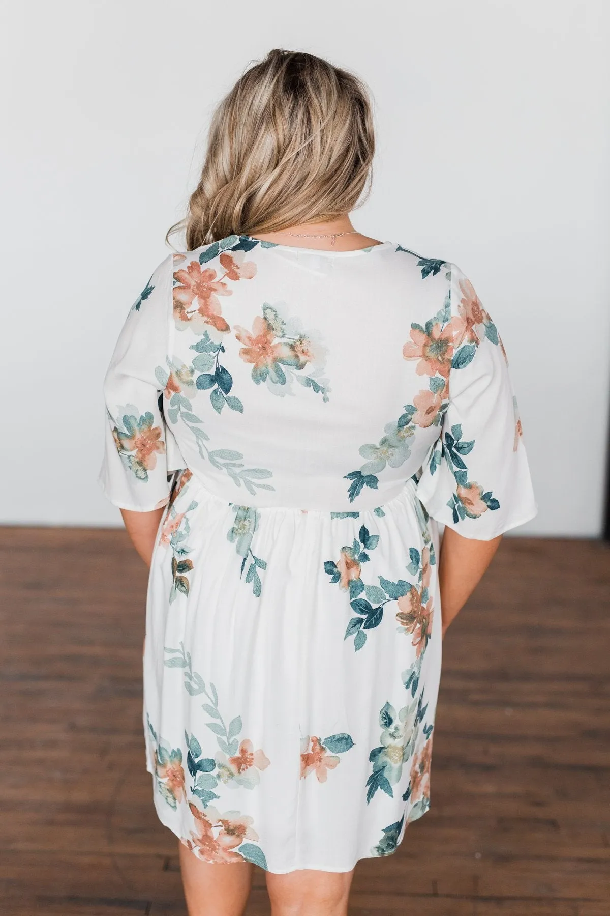 Anything I Want V-Neck Floral Dress- Ivory
