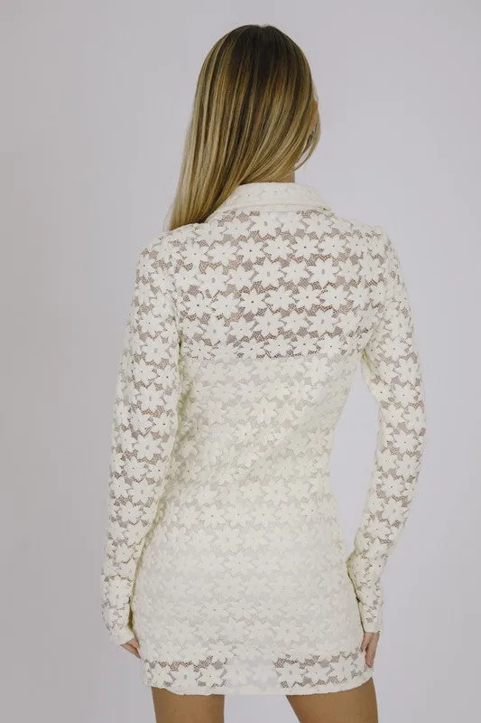 Ashlyn Monochromatic Embroidered Crochet Flower Dress