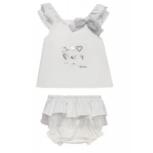Aurora Royal Bianca White/Silver Ruffle Set