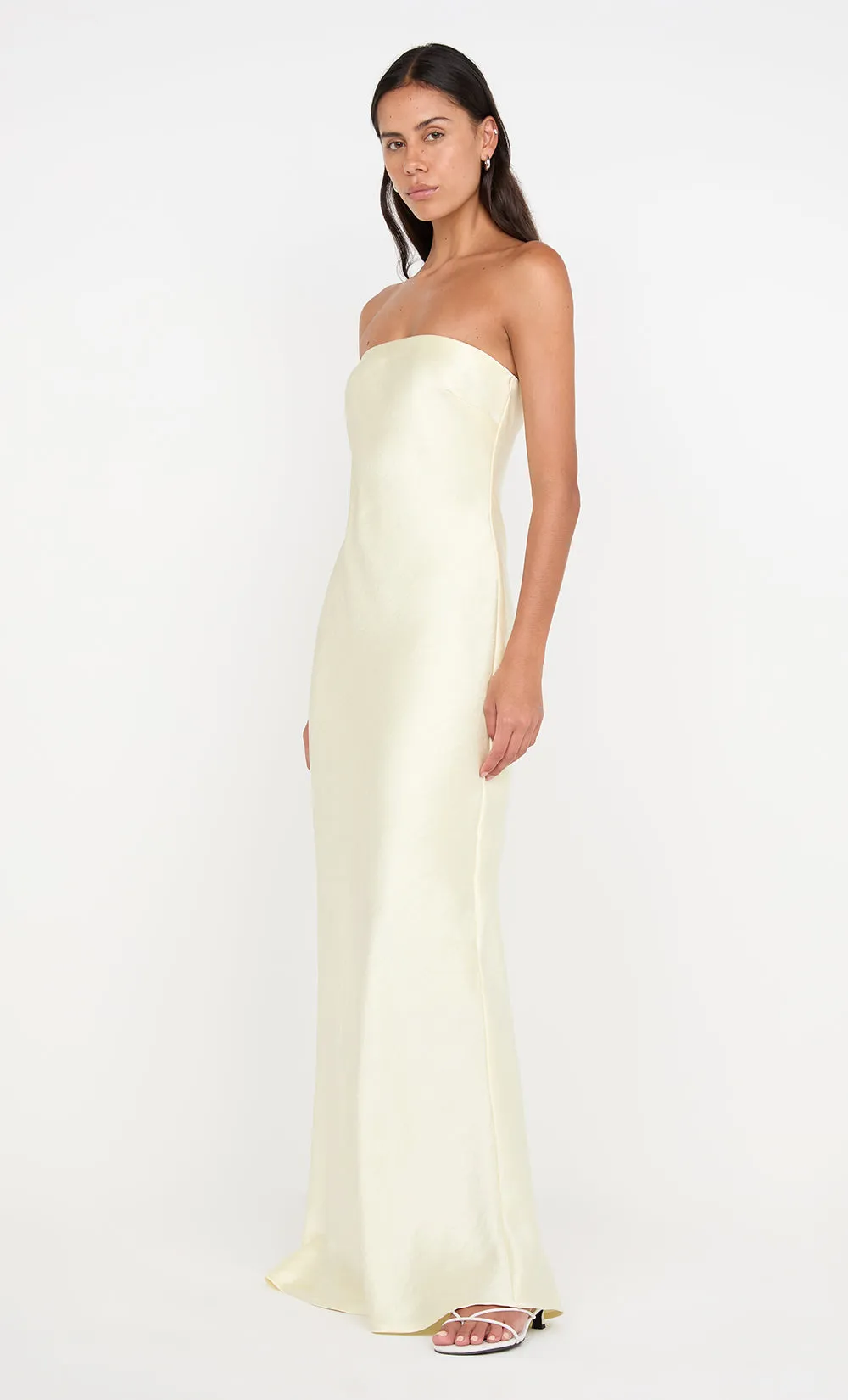 AUSTEN STRAPLESS MAXI DRESS - ICE YELLOW