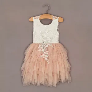 Baby Boho Dreams Dress -  Apricot Champagne Applique