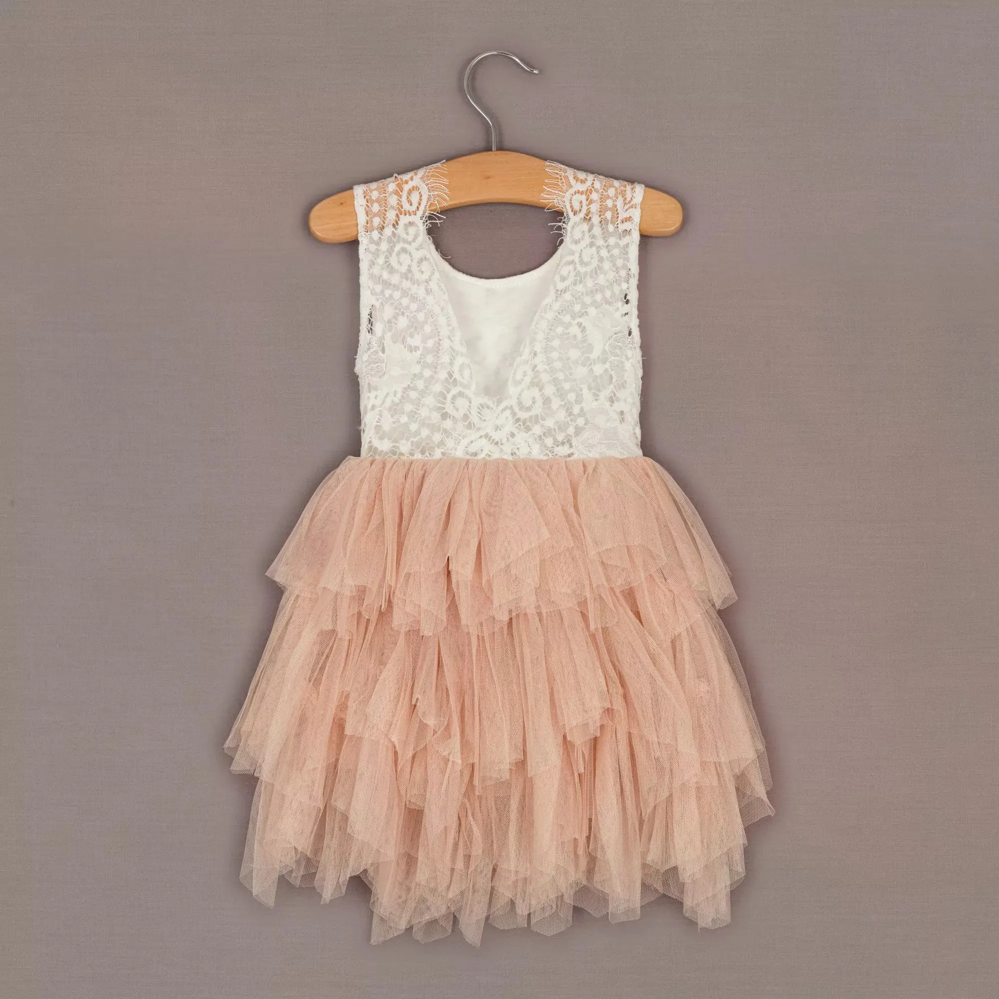 Baby Boho Dreams Dress -  Apricot Champagne Applique