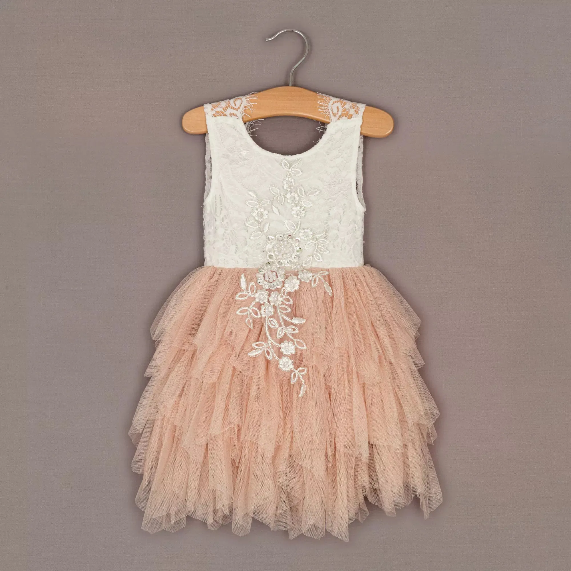 Baby Boho Dreams Dress -  Apricot Champagne Applique