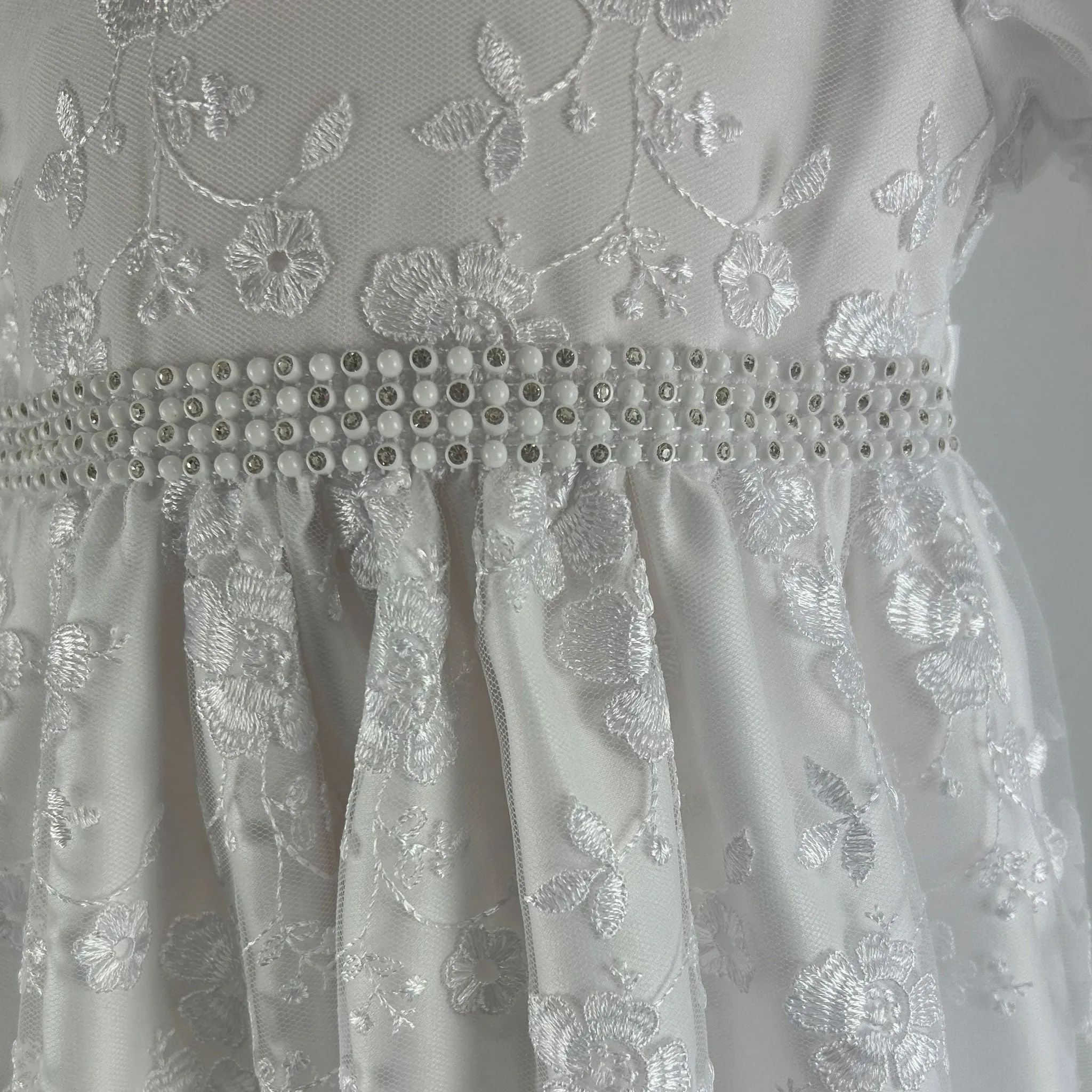 Baby Girls White Long Christening Gown Baptism Dress with Bonnet