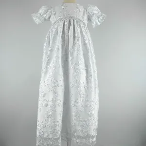 Baby Girls White Long Christening Gown Baptism Dress with Bonnet