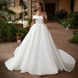 Ball Gown Wedding Dress Off the Shoulder Zipper Back