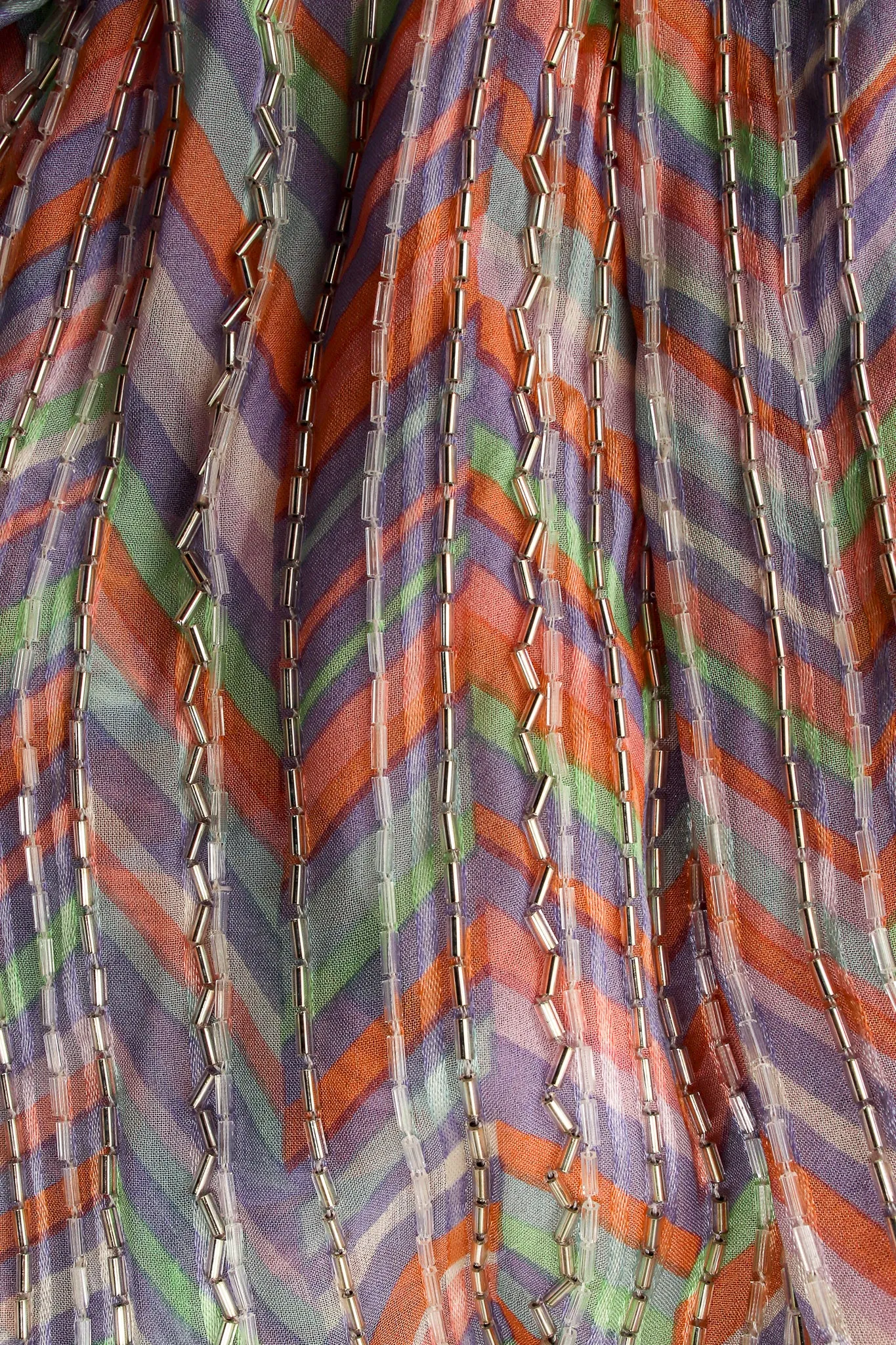 Batwing Beaded Pastel Chevron Gown