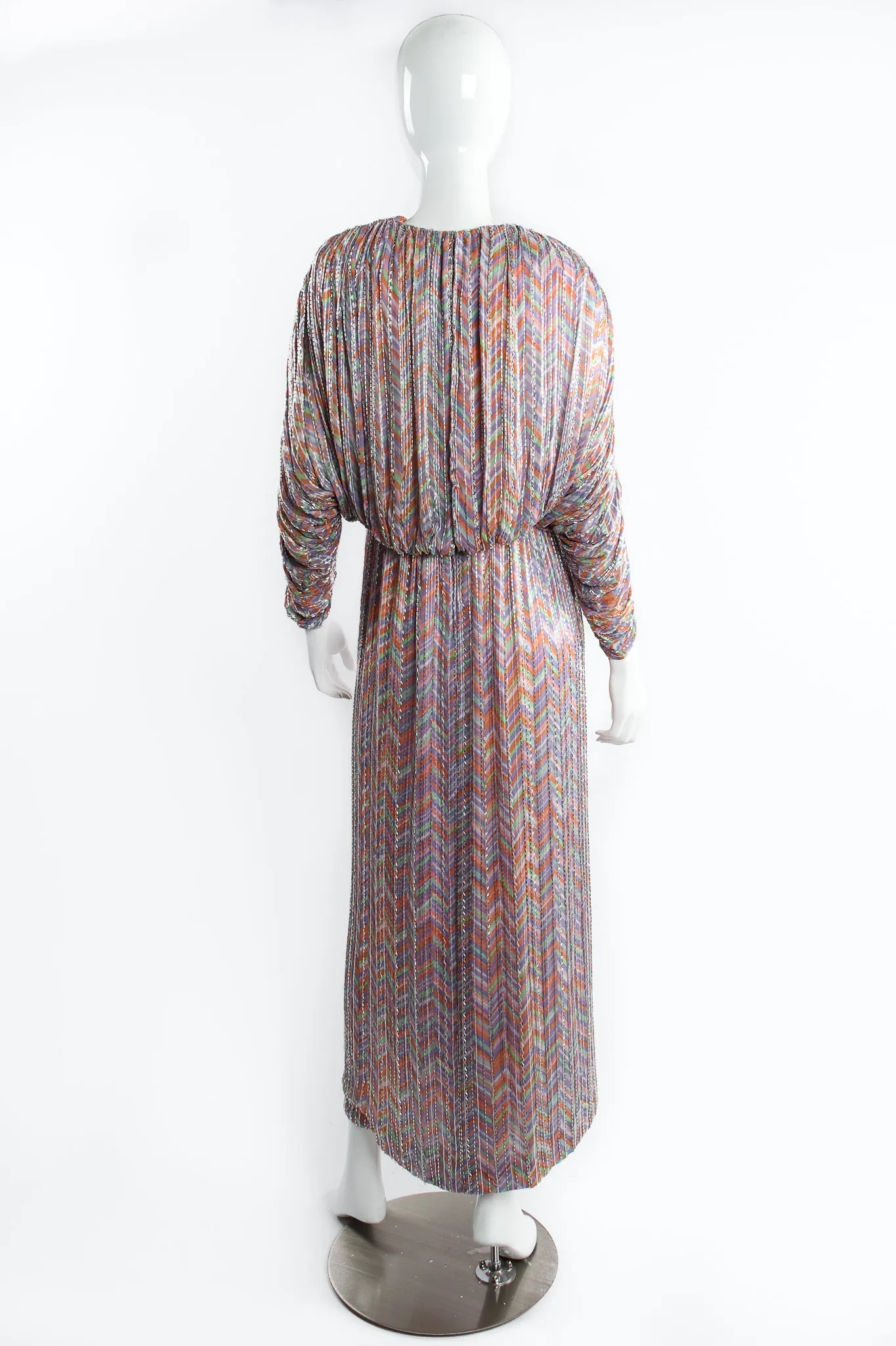 Batwing Beaded Pastel Chevron Gown