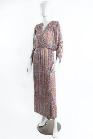 Batwing Beaded Pastel Chevron Gown