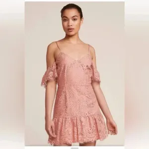 BB Dakota- Lace Cold Shoulder Open Back Dress Size 8 Misty Rose Fairycore Boho‎