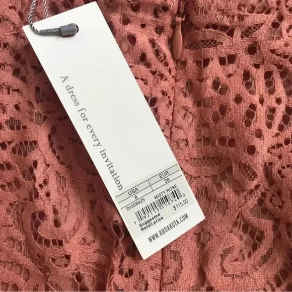 BB Dakota- Lace Cold Shoulder Open Back Dress Size 8 Misty Rose Fairycore Boho‎