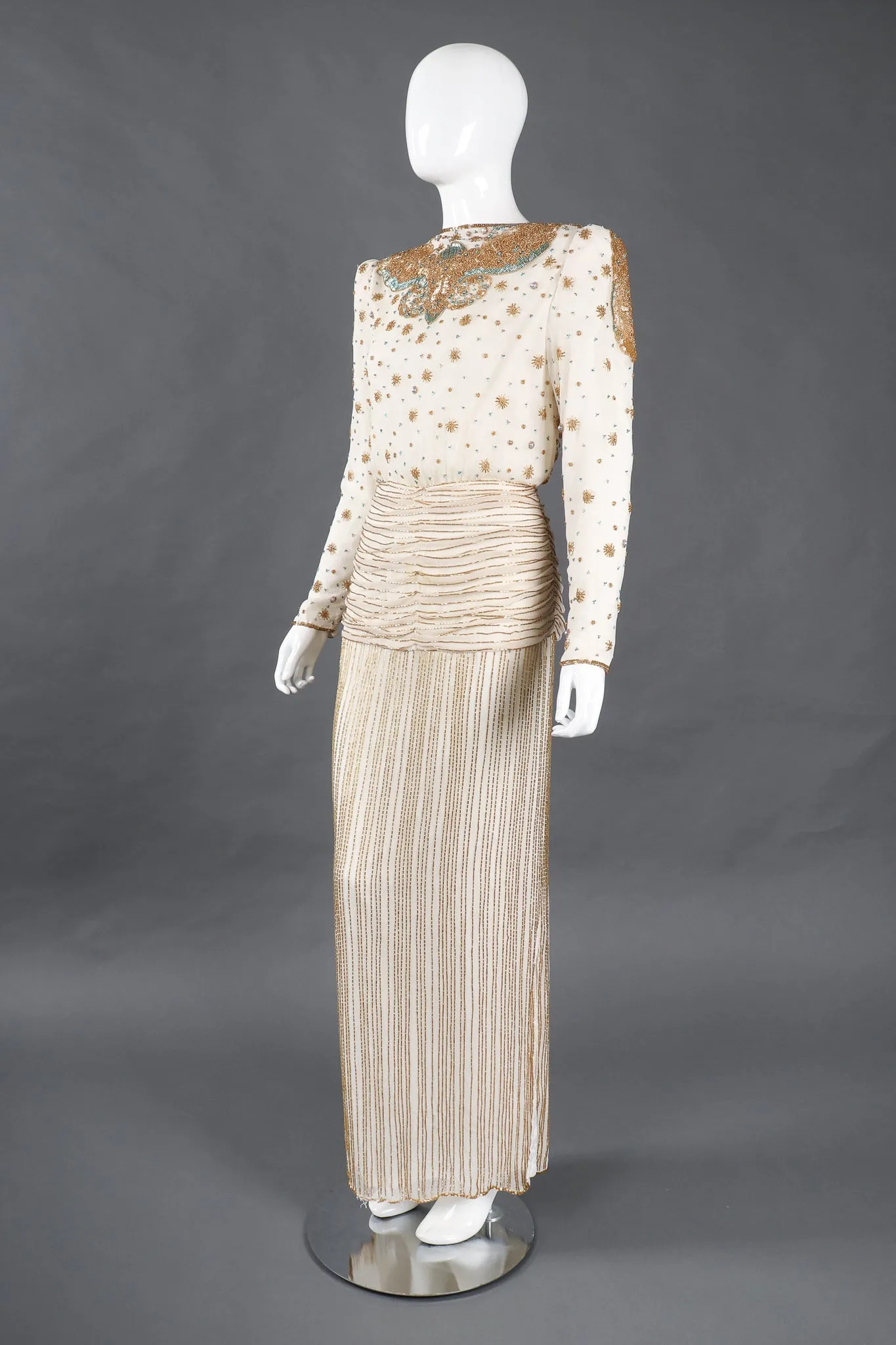 Beaded Drop Waist Gown