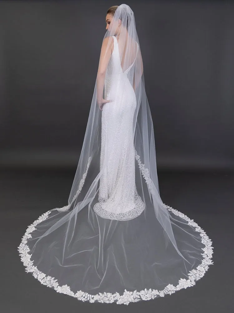 Beaded Lace Edge 108" Cathedral Veil