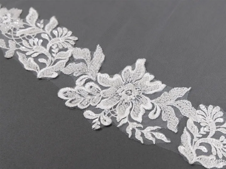 Beaded Lace Edge 108" Cathedral Veil
