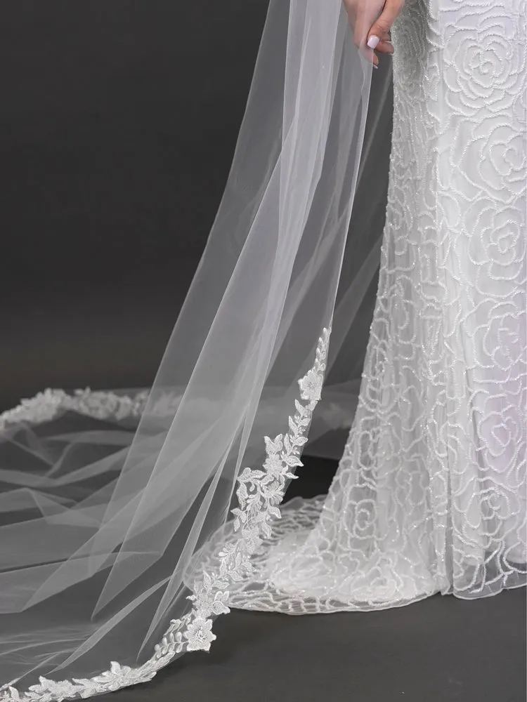 Beaded Lace Edge 108" Cathedral Veil