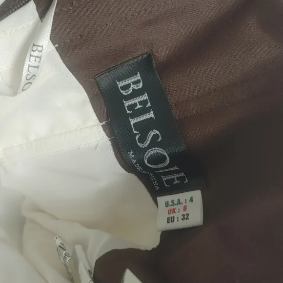 Belsoie Elegant White and Brown Strapless Dress 4/2 (Street)