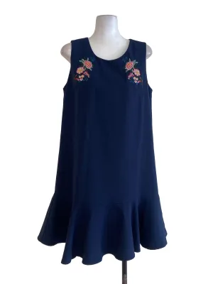 Berry Blue Flower Drop Waist Dress