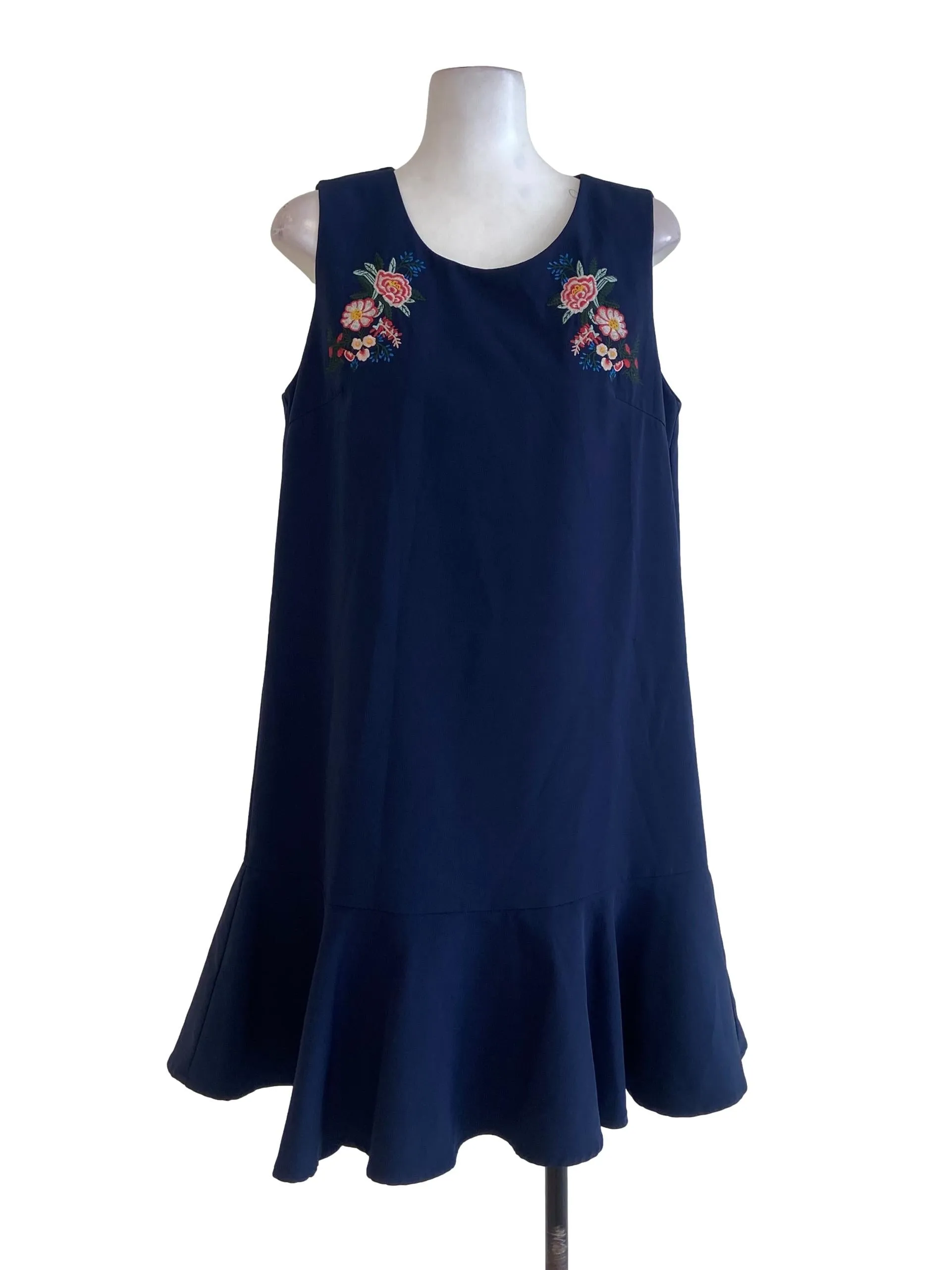 Berry Blue Flower Drop Waist Dress