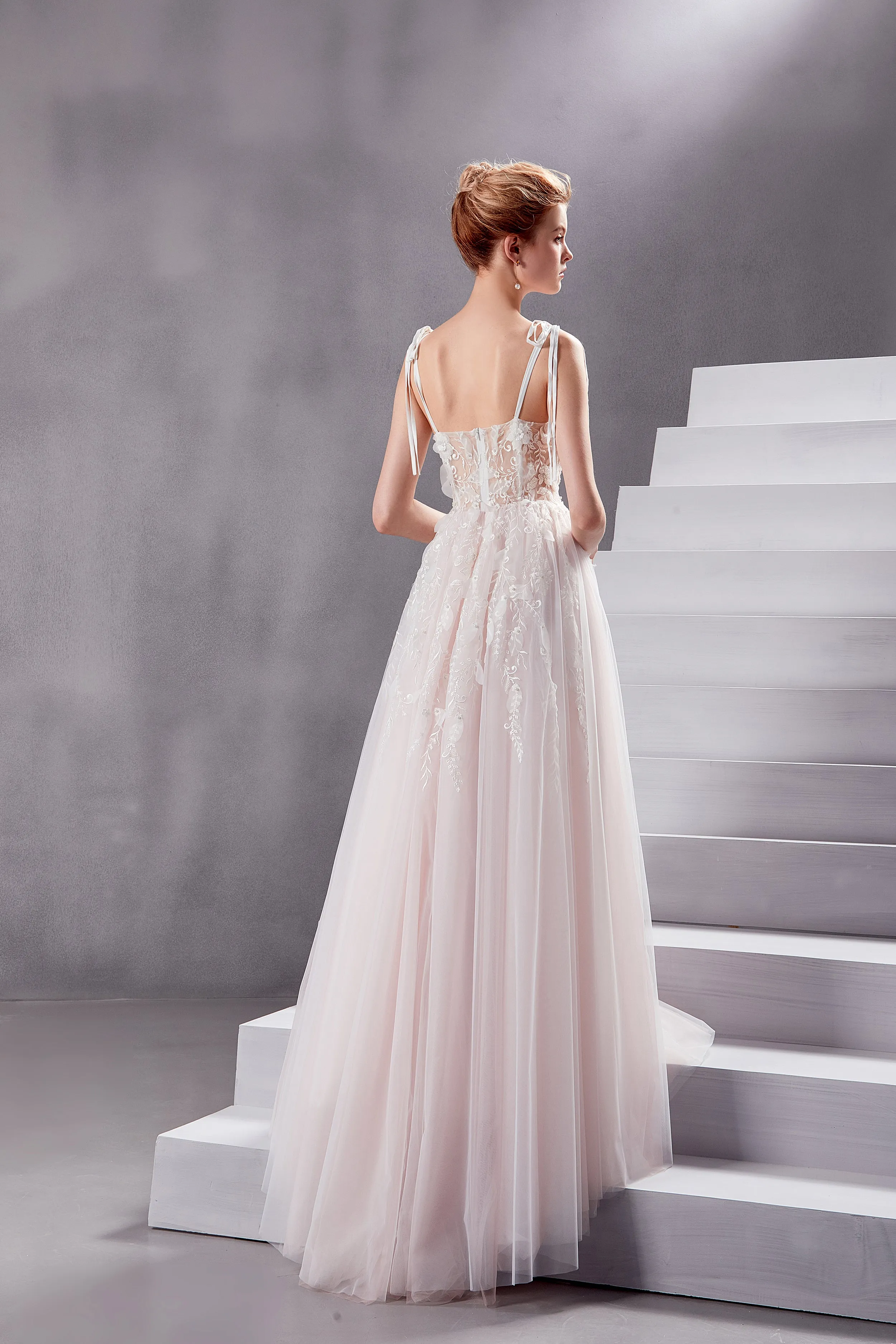 Beverly - Selena Huan 3D pearl and sequin beaded Floral Embroidery lace sweetheart strap ball gown wedding dress