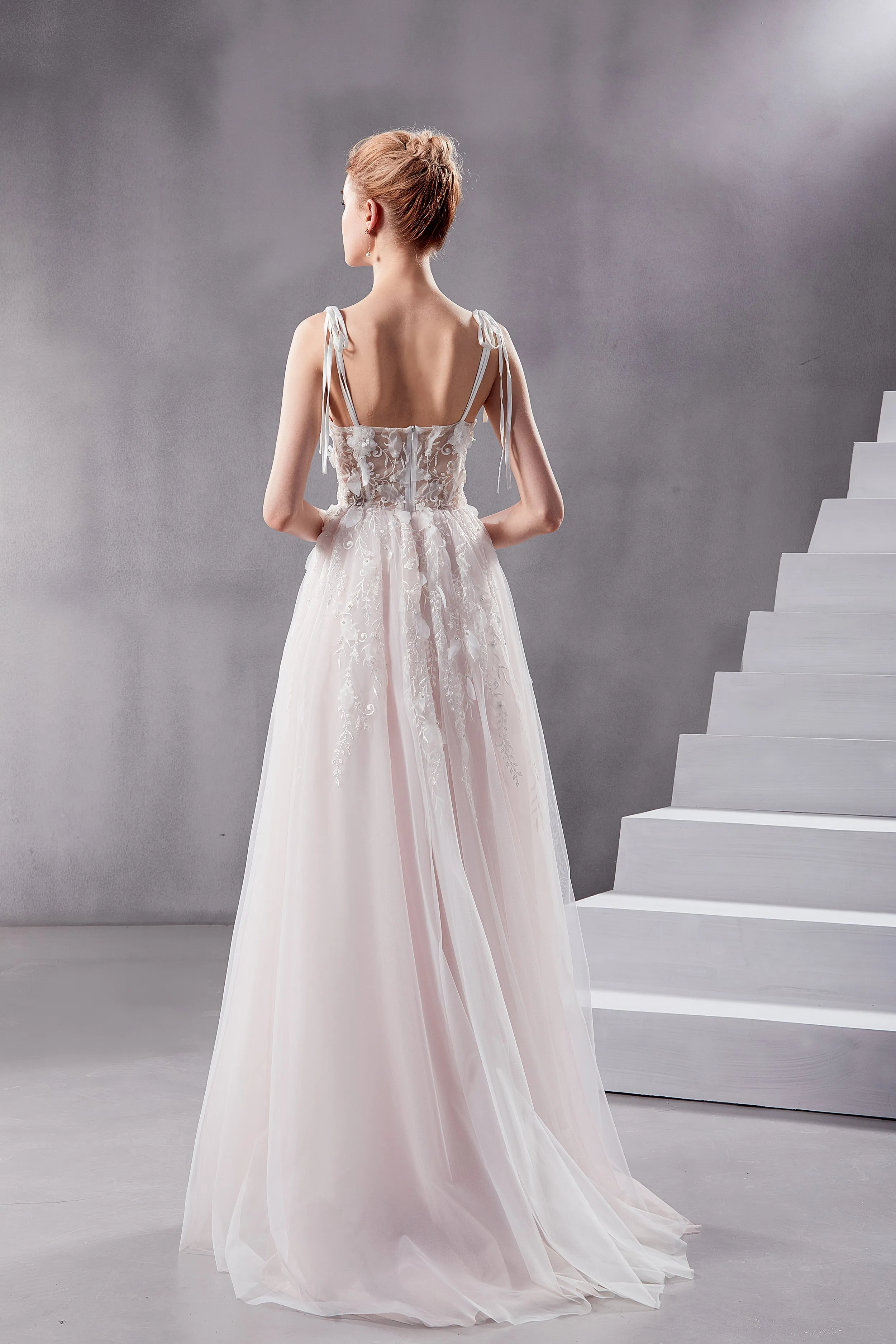 Beverly - Selena Huan 3D pearl and sequin beaded Floral Embroidery lace sweetheart strap ball gown wedding dress