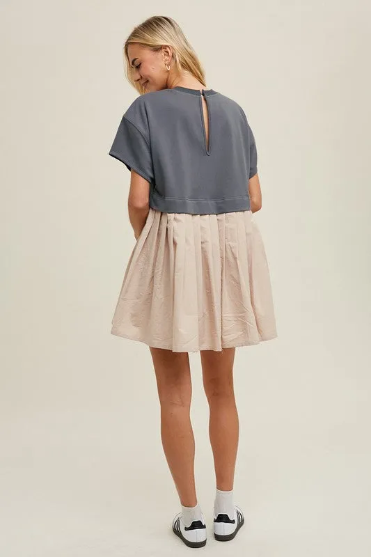 Birdie French Terry Contrast Mini Dress