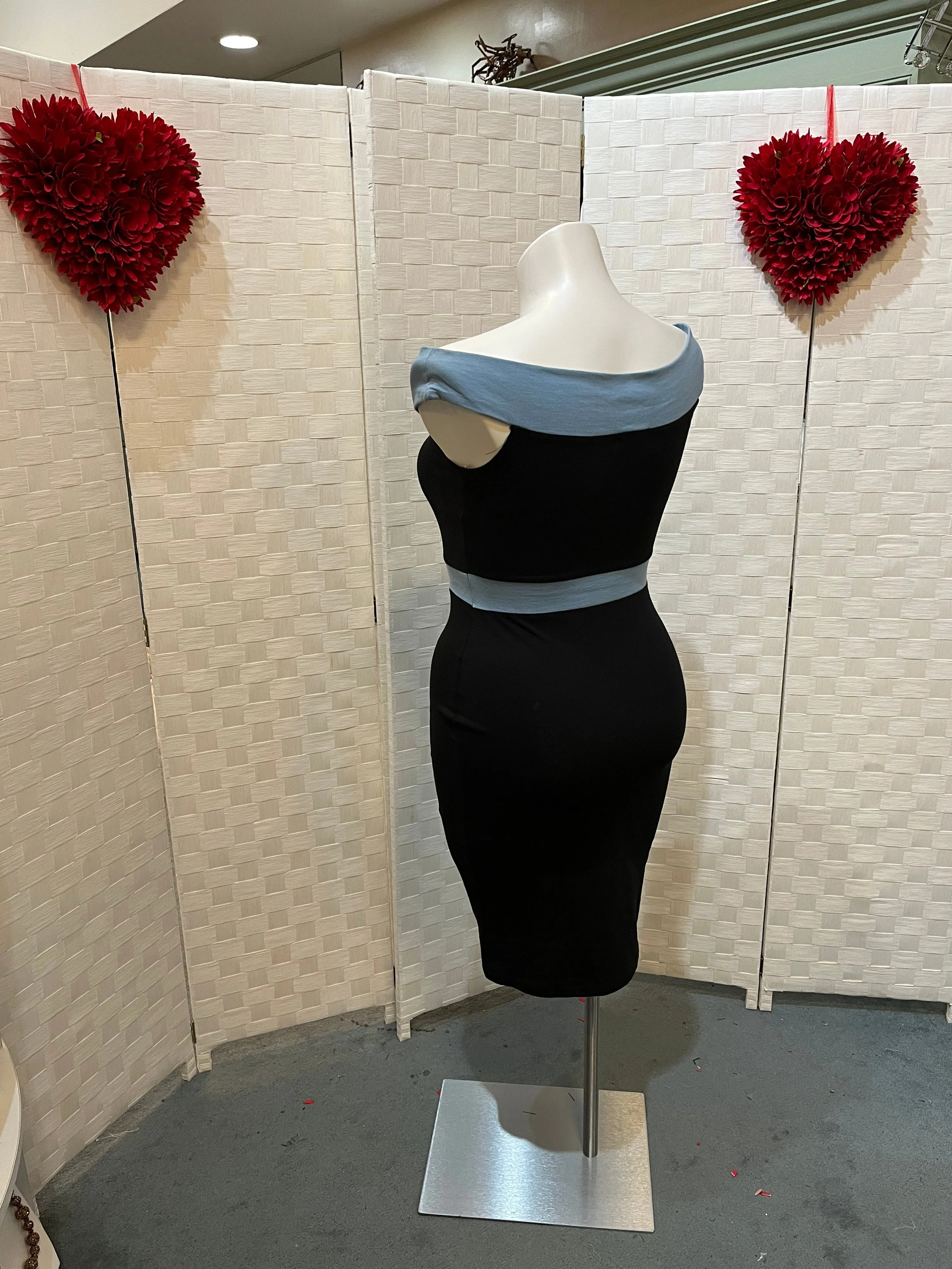 Black and Blue Fitted Dress