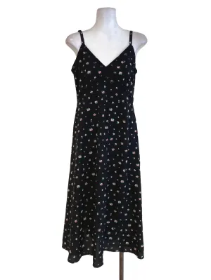 Black Floral A Line Dress