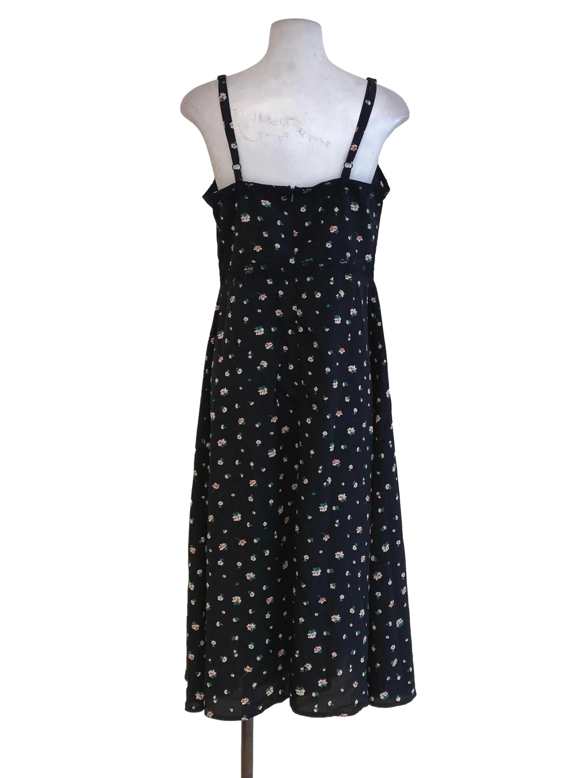 Black Floral A Line Dress
