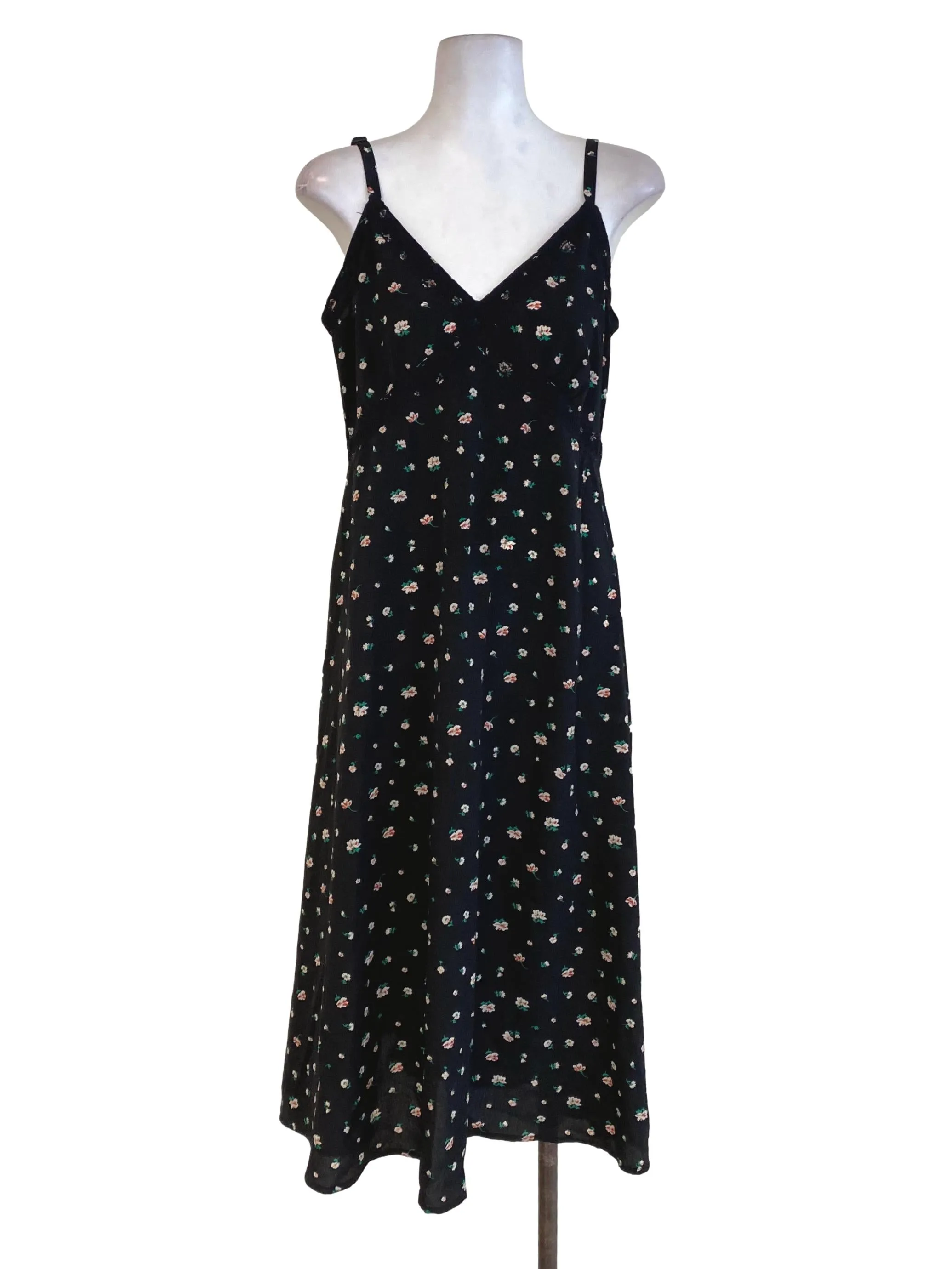 Black Floral A Line Dress