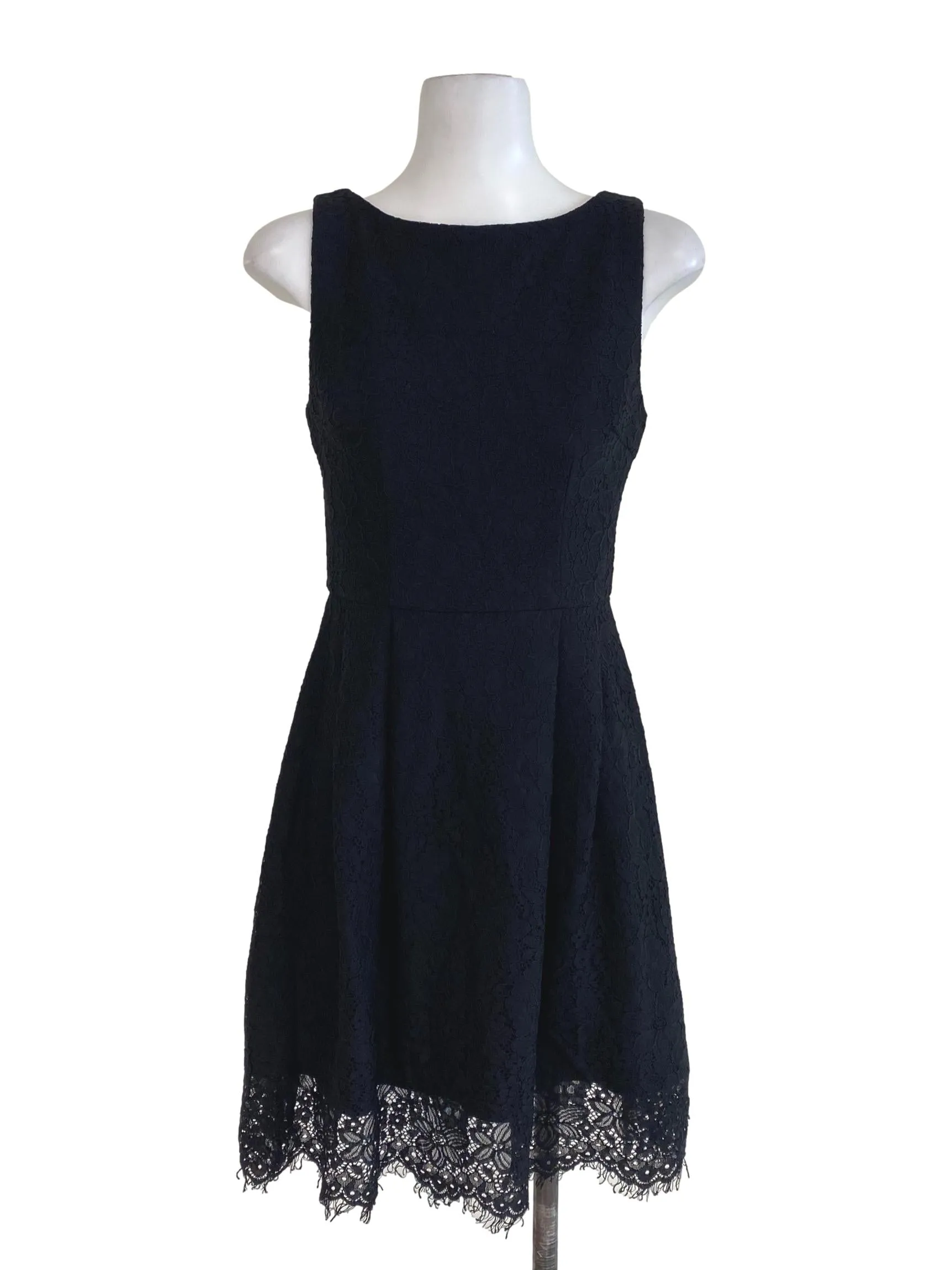 Black Floral Lace A Line Dress