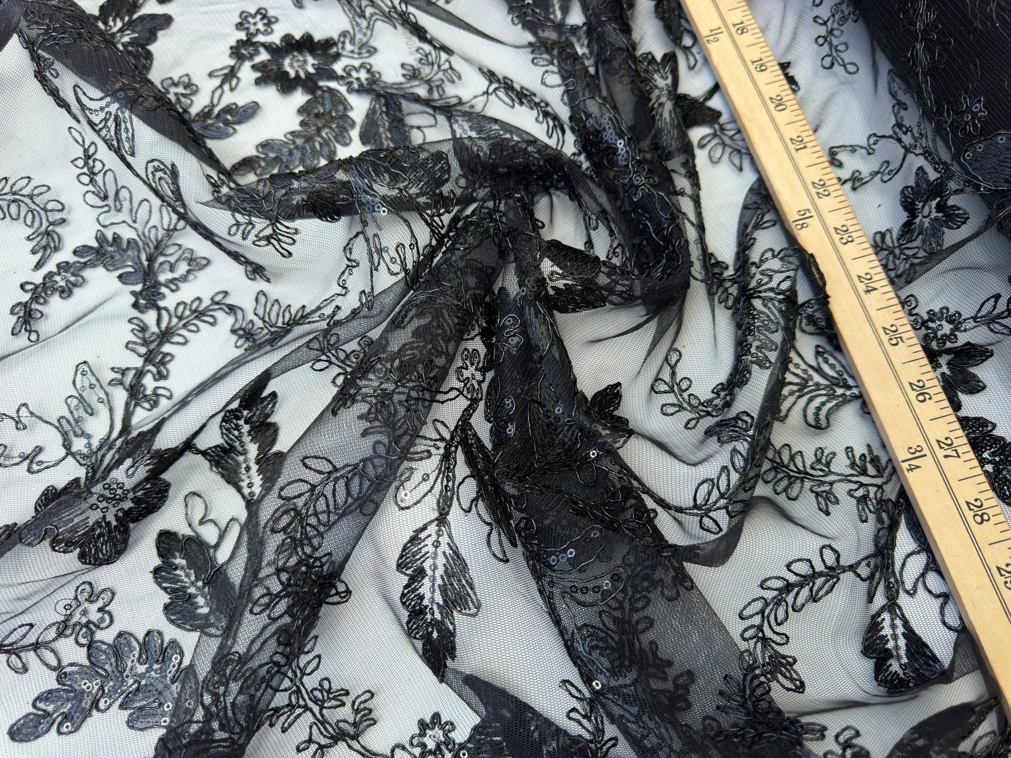 Black Floral Lace Fabric