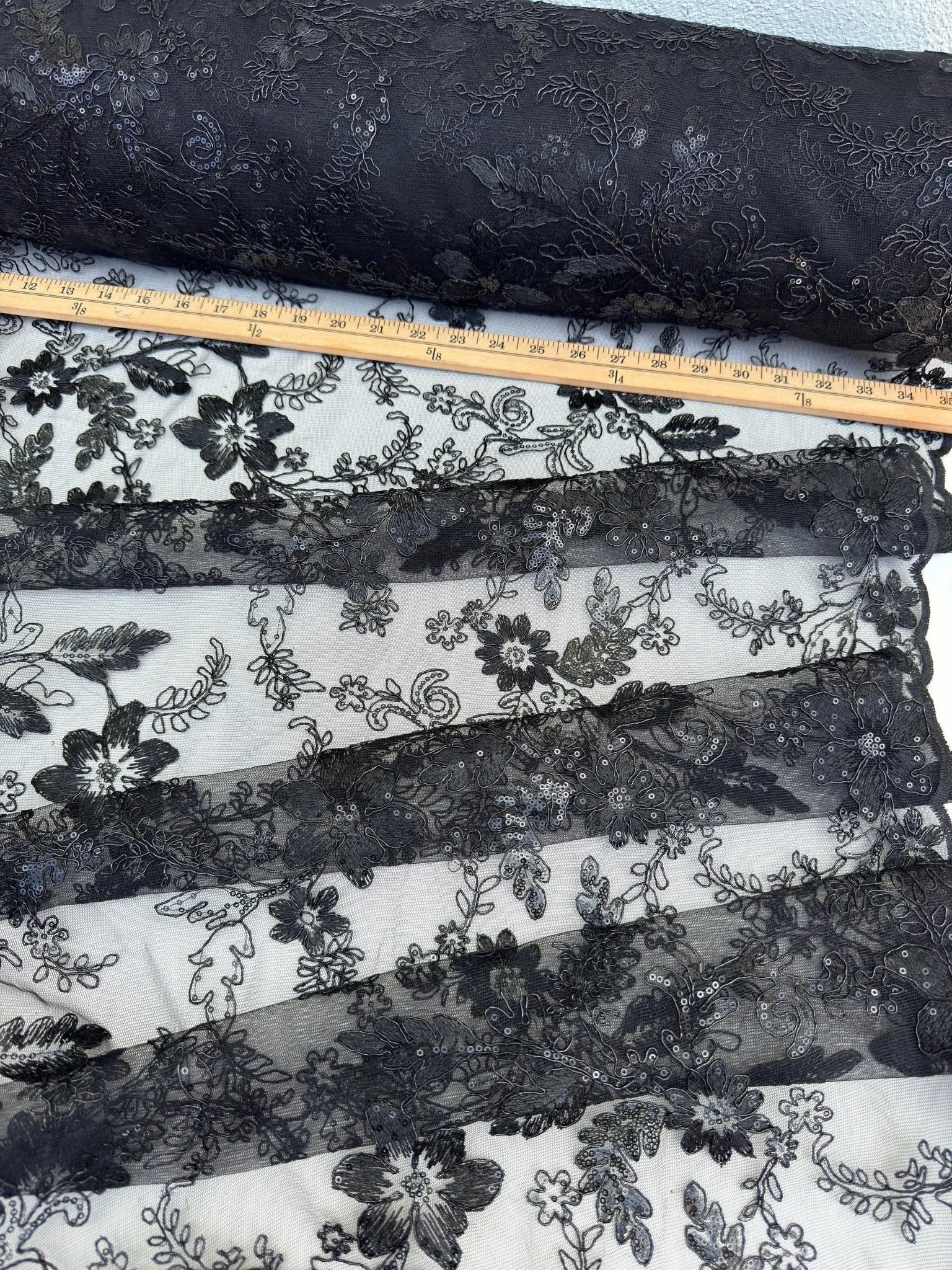 Black Floral Lace Fabric