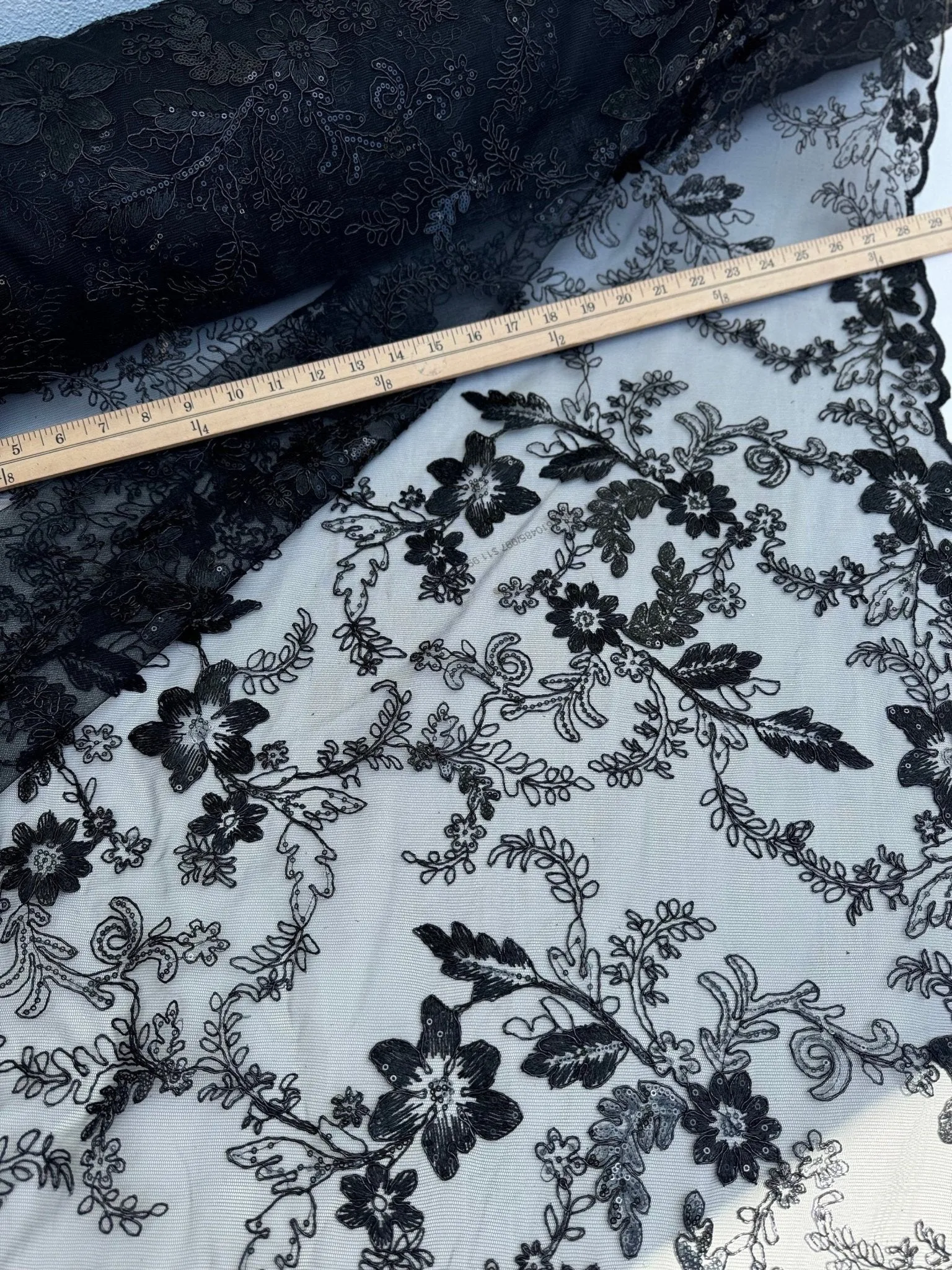 Black Floral Lace Fabric
