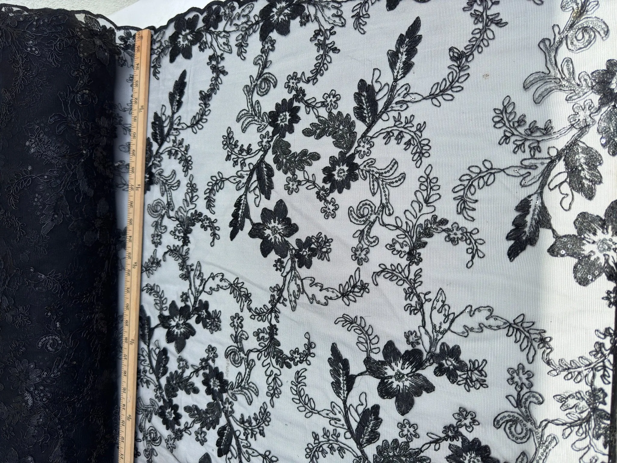 Black Floral Lace Fabric