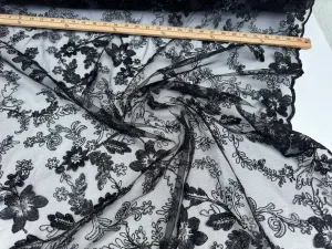 Black Floral Lace Fabric