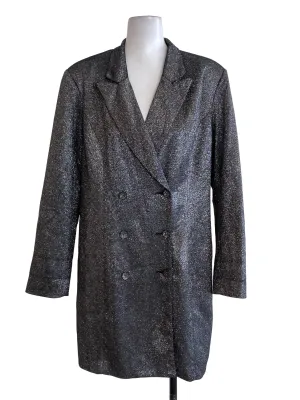 Black Glitter Long Blazer Dress