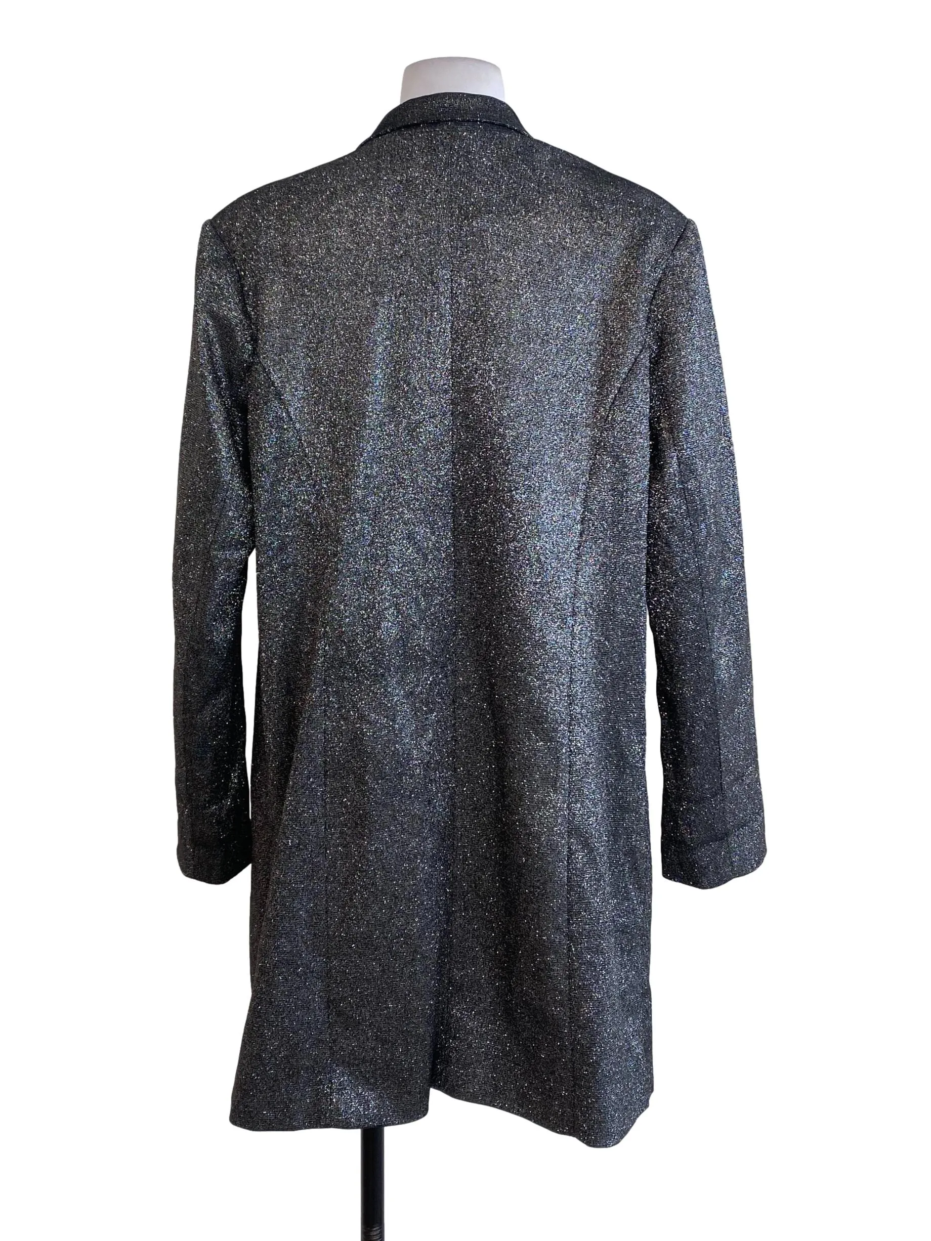 Black Glitter Long Blazer Dress