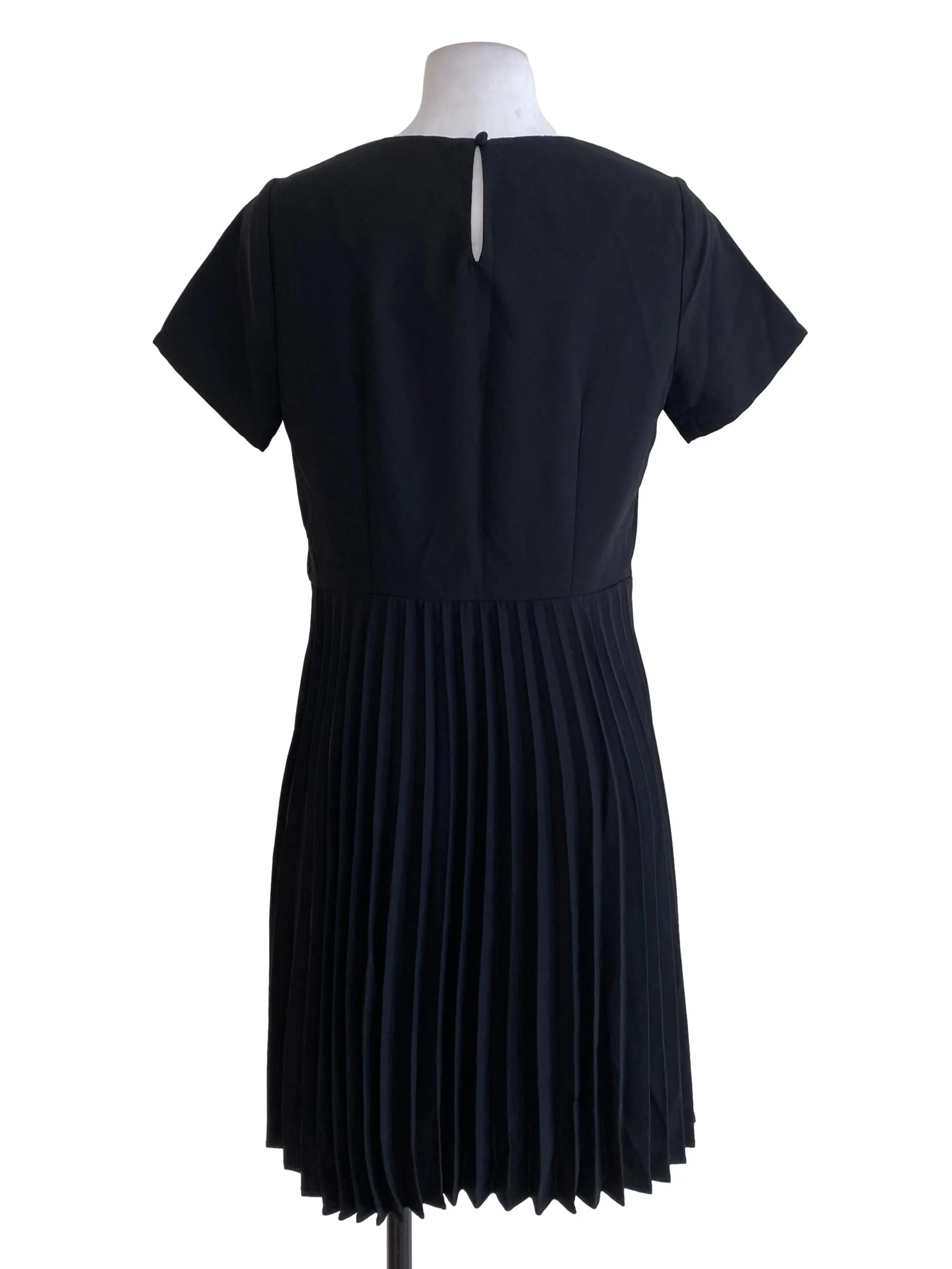 Black Half Pleated A Line Dress