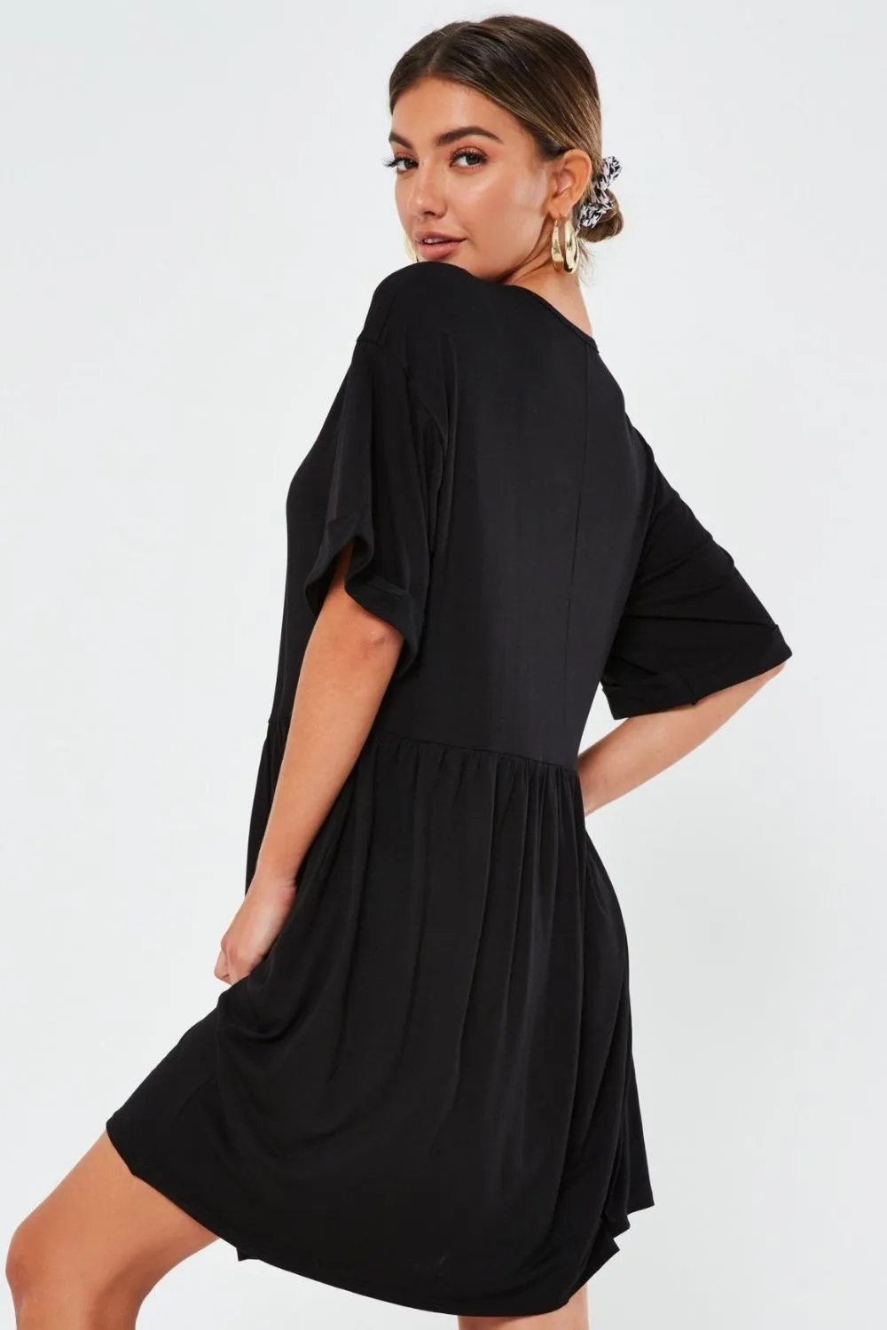 Black Knee Length Flare Dress