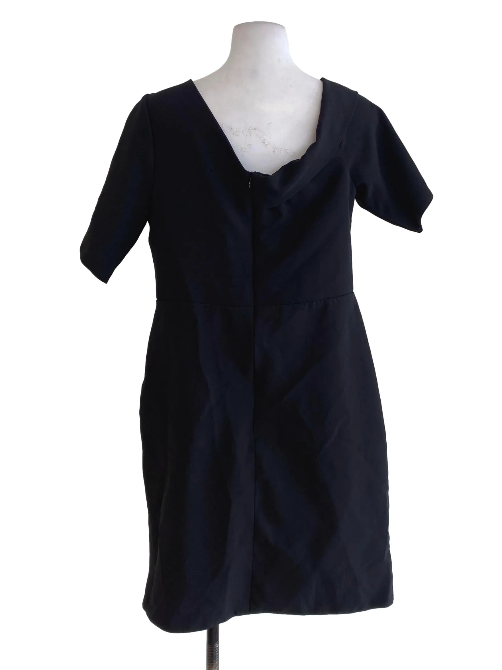 Black Overlapped Sheath Dress